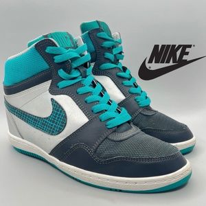 Nike Force Sky High Lace Up Teal Wedge Sneakers - Women 629746-004 SIZE 8